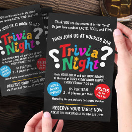 Kleurrijke quiz promotie voor Trivia Night spellet Flyer