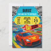 Kleurrijke race auto verjaardagsfeestje kaart (Voorkant)