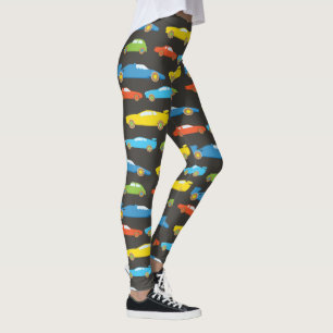 Kleurrijke raceauto's op zwart leggings