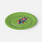 Kleurrijke Racehorse Derby Party Groen Papieren Bordje (Gekanteld)