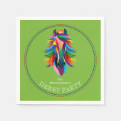 Kleurrijke Racehorse Derby Party Groen Servet (Voorkant)