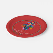 Kleurrijke Racehorse Derby Party Rood Papieren Bordje (Gekanteld)