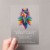 Kleurrijke Racehorse Derby Party Smoky Acryl Uitnodigingen (Insitu (Draagbaar))