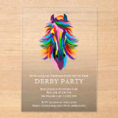 Kleurrijke Racehorse Derby Party Smoky Acryl Uitnodigingen (Voorkant)