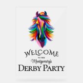 Kleurrijke Racehorse Derby Party Welkom Acryl Bord (Voorkant)