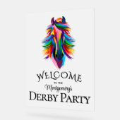Kleurrijke Racehorse Derby Party Welkom Acryl Bord (Hoek)
