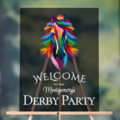 Kleurrijke Racehorse Derby Party Welkom Acryl Bord (Neutraal)