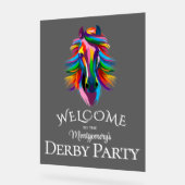 Kleurrijke Racehorse Derby Party Welkom Acryl Bord (Hoek)