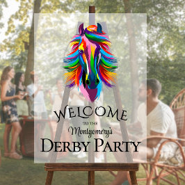 Kleurrijke Racehorse Derby Party Welkom Acryl Bord
