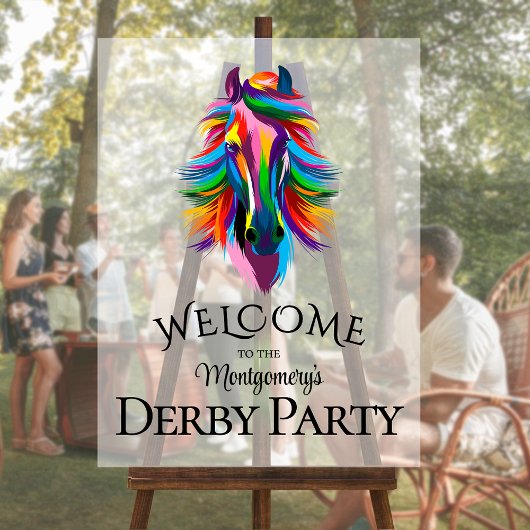 Kleurrijke Racehorse Derby Party Welkom Acryl Bord