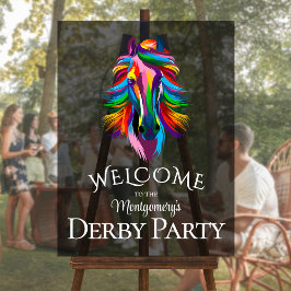 Kleurrijke Racehorse Derby Party Welkom Acryl Bord
