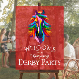 Kleurrijke Racehorse Derby Party Welkom Acryl Bord