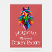 Kleurrijke Racehorse Derby Party Welkom Acryl Bord (Voorkant)