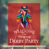 Kleurrijke Racehorse Derby Party Welkom Acryl Bord (Neutraal)