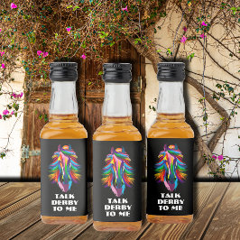 Kleurrijke Racehorse Talk Derby aan Mij Likeurfles Etiket