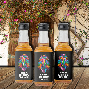 Kleurrijke Racehorse Talk Derby aan Mij Likeurfles Etiket