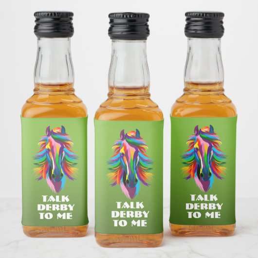 Kleurrijke Racehorse Talk Derby to Me Mini Likeurfles Etiket (Flessen)