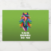 Kleurrijke Racehorse Talk Derby to Me Mini Likeurfles Etiket (Enkel label)