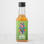 Kleurrijke Racehorse Talk Derby to Me Mini Likeurfles Etiket (Voorkant)