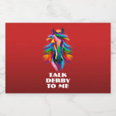 Kleurrijke Racehorse Talk Derby to Me Mini Likeurfles Etiket (Enkel label)
