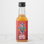 Kleurrijke Racehorse Talk Derby to Me Mini Likeurfles Etiket (Voorkant)