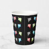 Kleurrijke Racing Vlaggen op Zwart Verjaardagsfees Papieren Bekers (Rechts)