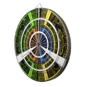 Kleurrijke Radial Art Print Dartbord (Voorkant Rechts)