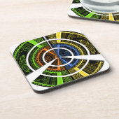 Kleurrijke Radial Art Print Drankjes Onderzetter (Linkerzijde)
