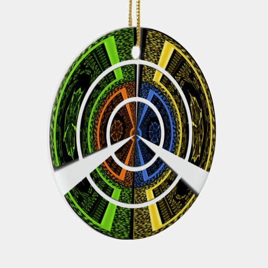 Kleurrijke Radial Art Print Keramisch Ornament (Rechts)