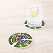 Kleurrijke Radial Art Print Zandsteen Onderzetter (Zijkant)