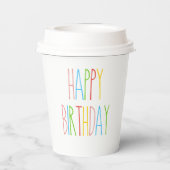 Kleurrijke Rae Dun geïnspireerd Happy BIRTHDAY Papieren Bekers (Achterkant)