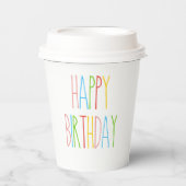 Kleurrijke Rae Dun geïnspireerd Happy BIRTHDAY Papieren Bekers (Voorkant)