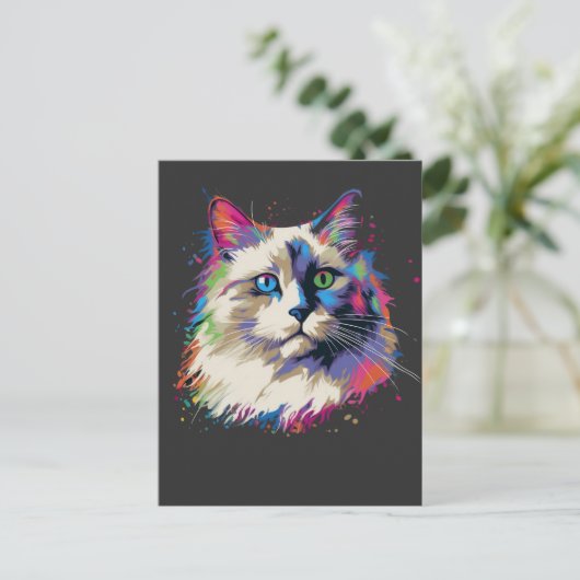 Kleurrijke Ragdoll kat Briefkaart (Staand voorkant)