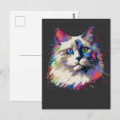 Kleurrijke Ragdoll kat Briefkaart (Voorkant / Achterkant)