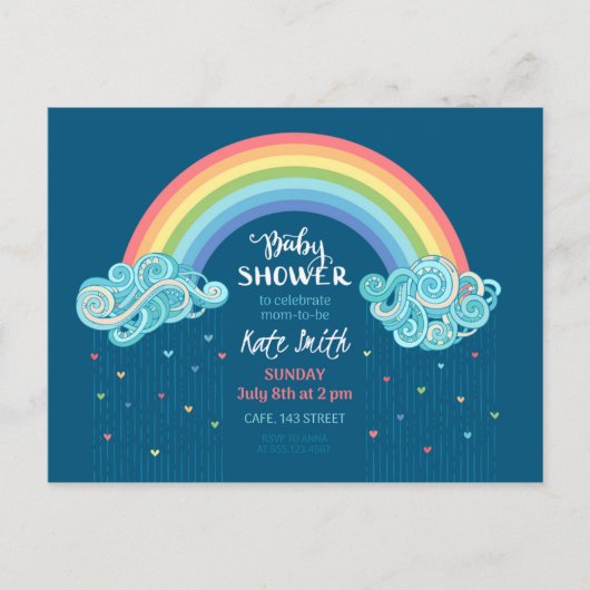 Kleurrijke Rainbow Baby Shower Uitnodigingen (Voorkant)