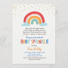 Kleurrijke Rainbow Baby Sprinkle Invitation Kaart