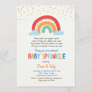 Kleurrijke Rainbow Baby Sprinkle Invitation Kaart