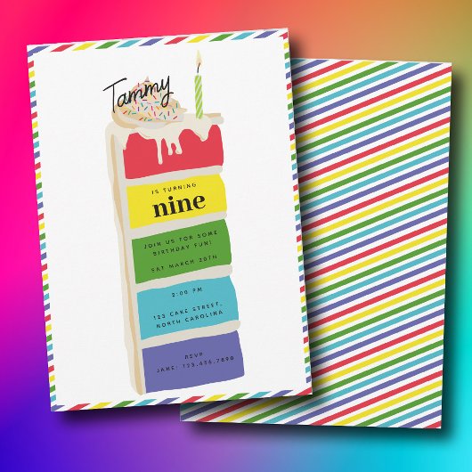 Kleurrijke Rainbow Birthday Cake Kids Verjaardagsf Kaart