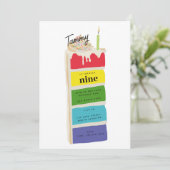 Kleurrijke Rainbow Birthday Cake Kids Verjaardagsf Kaart (Staand voorkant)