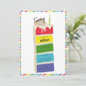 Kleurrijke Rainbow Birthday Cake Kids Verjaardagsf Kaart (Staand voorkant)