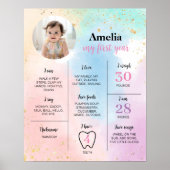Kleurrijke Rainbow Birthday Photo Milestone Poster (Voorkant)