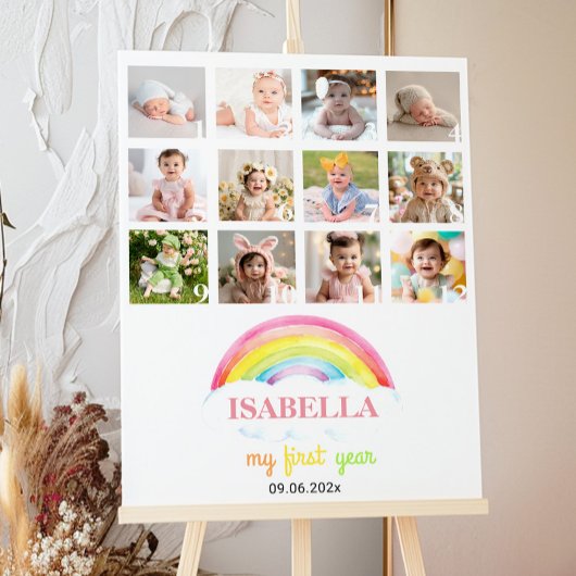 Kleurrijke Rainbow Birthday Photo Milestone Poster