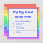 Kleurrijke Rainbow Blue Fun Kids Verjaardagsfeestj Kaart (Voorkant / Achterkant)