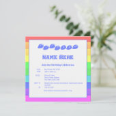 Kleurrijke Rainbow Blue Fun Kids Verjaardagsfeestj Kaart (Staand voorkant)