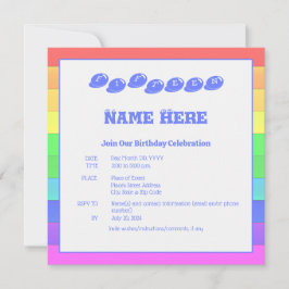 Kleurrijke Rainbow Blue Fun Kids Verjaardagsfeestj Kaart