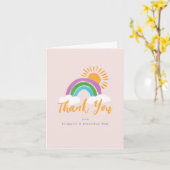 Kleurrijke Rainbow Boho Baby shower dank u Kaart (Gele Bloem)