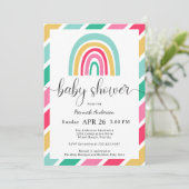 Kleurrijke Rainbow Bright Happy Baby shower Kaart (Staand voorkant)
