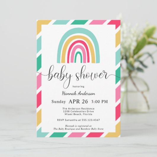 Kleurrijke Rainbow Bright Happy Baby shower Kaart (Staand voorkant)