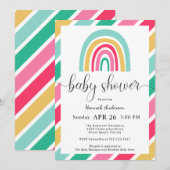 Kleurrijke Rainbow Bright Happy Baby shower Kaart (Voorkant / Achterkant)