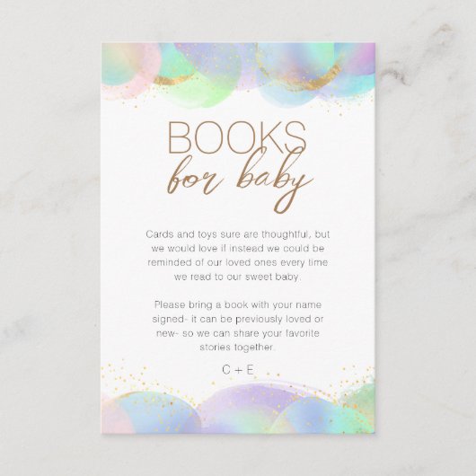 Kleurrijke Rainbow Bubbles Baby shower Boekaanvraa Informatiekaartje (Voorkant)